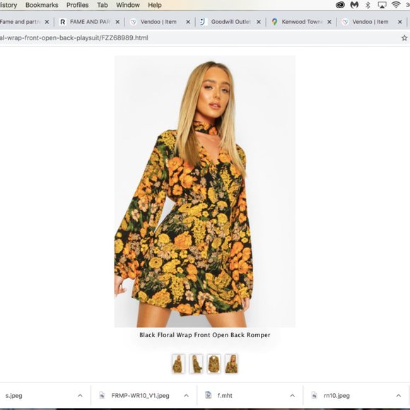 New with Tags | Boohoo Floral Wrap Front Open Back Romper Playsuit - Picture 2 of 15